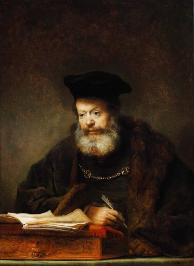 Scholar at his Writing Table by Rembrandt van Rijn